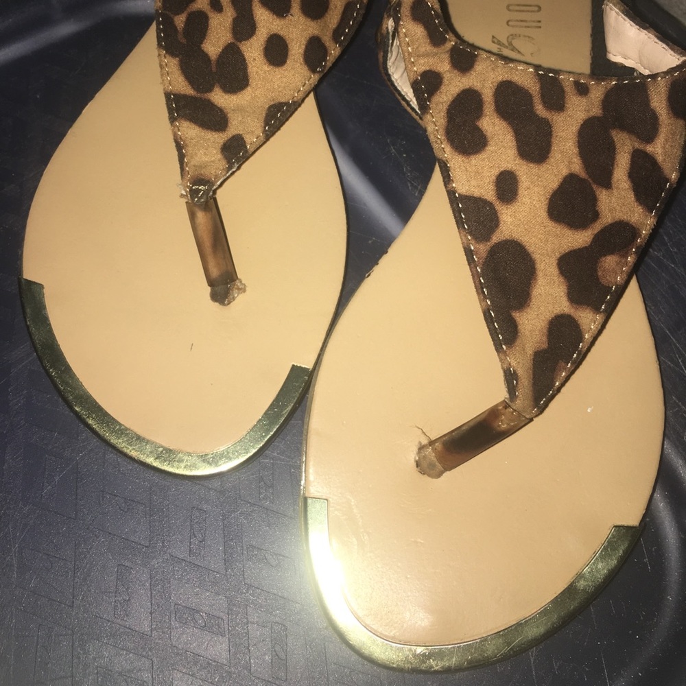 Leopard, gold and black sandals